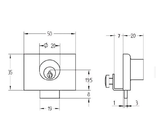 Cerradura de Vitrina Cristal AGA 1 ó 2 Hojas Mod. 159 Llave Serreta