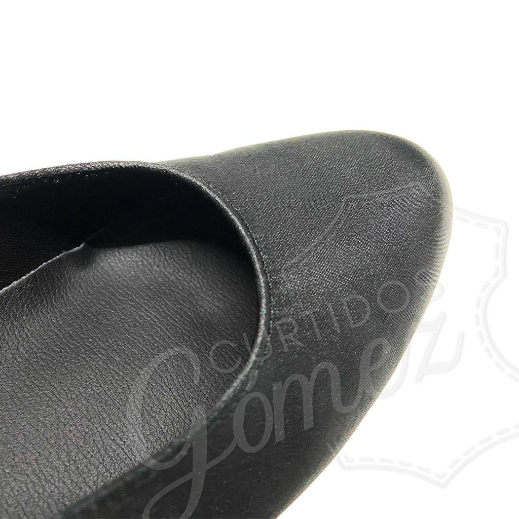 Zapato de Raso Fallera Mod. 20 Sin Correa y Tacón Alto Negro